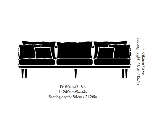 fly sofa מידות