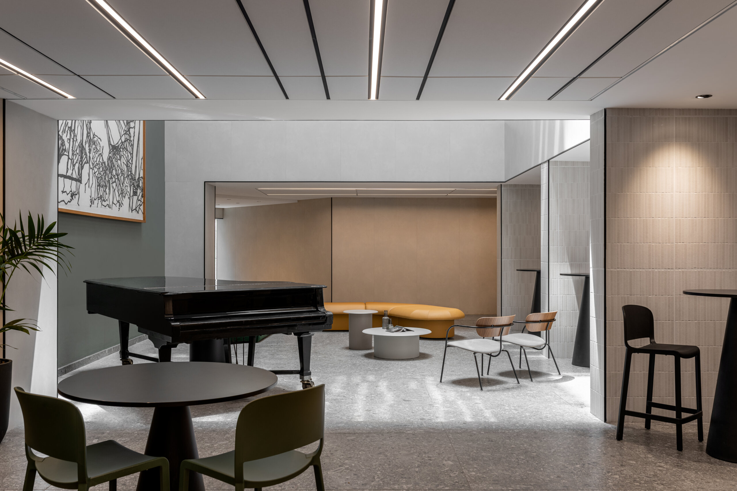dome chair+dome bar+Ikon table by Pedrali+pavilion armchair by &tradition+Drage pouf and coffee table by B&T