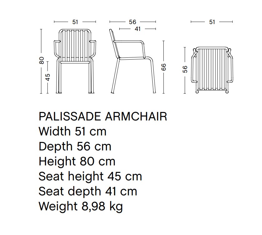 Palissade Armchair מידות
