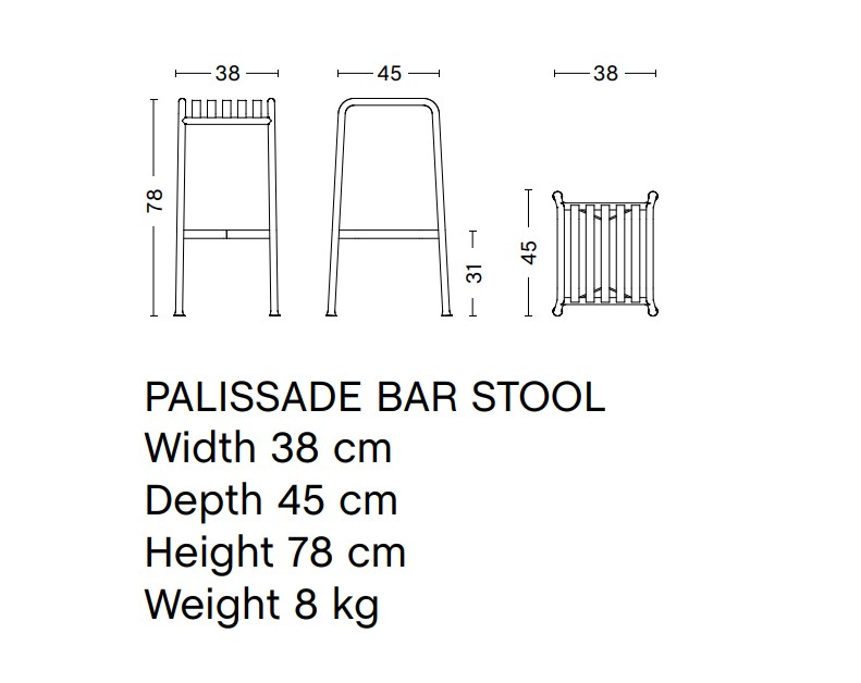 Palissade Bar Stool מידות