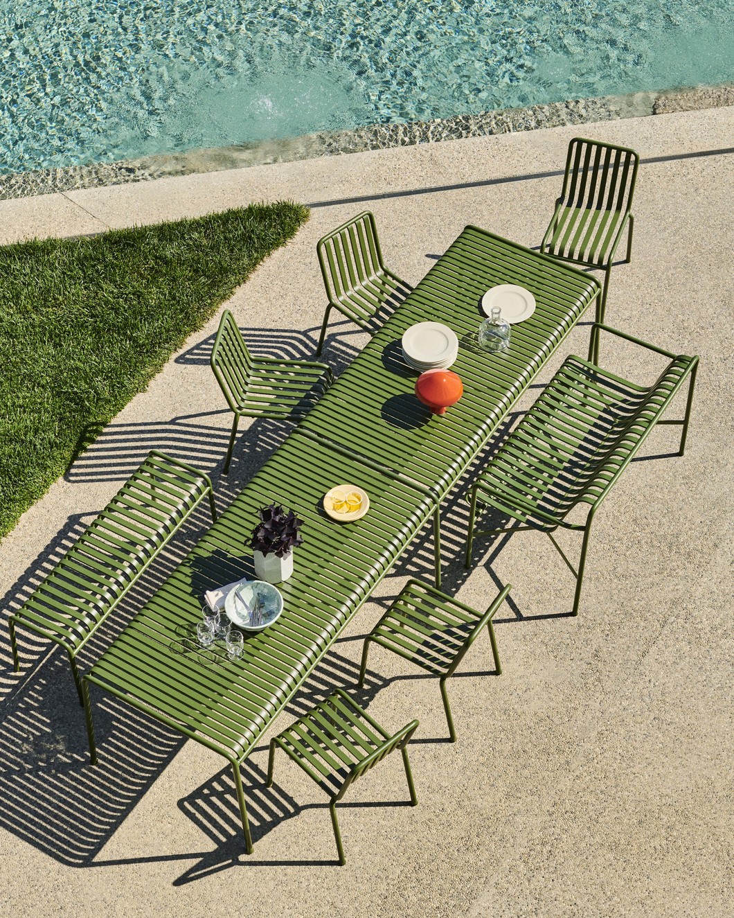 Palissade Chair olive_Palissade Table olive_Palissade Dining Bench Armrest olive_Palissade Bench olive