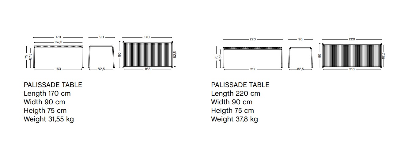 Palissade Dining Table מידות